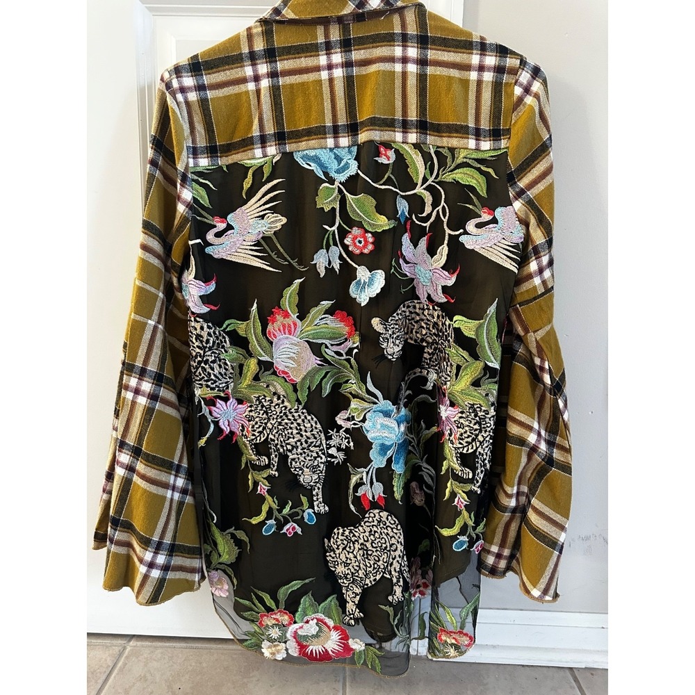 Aratta Silent Journey embroidered flannel shirt, flared sleeves - Picture 4 of 9